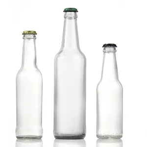 wholesale 250ml 330ml Clear Soda Glass Beverage Bottle for Juice 500ml Beer Glass Bottle with Crown Cap