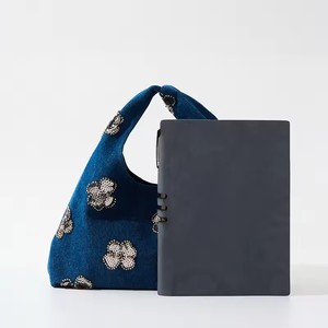 Flower Sequin Handbags Casual Denim Wrist Bags for Women Appliques Shoulder Bag <strong>Designer</strong> Small Canvas Tote Ladies Clutch Pouch - Product Image 3