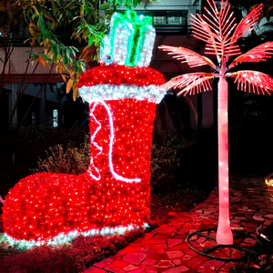 Lumière géante LED en forme de botte de Père Noël pour centre commercial, parc, place publique et décoration de Noël extérieure commerciale - Product Image 1