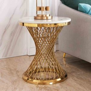 Home Furniture Round Stainless Steel Side <strong>Table</strong> White Marble Sofa <strong>Corner</strong> <strong>Table</strong> for Living Room - Product Image 1