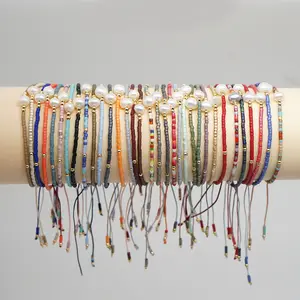 Gioielli Bohemia delicati Multi colore Miyuki Charm catena di perline di amicizia fatto a mano spiaggia regolabile semplice braccialetto per le donne