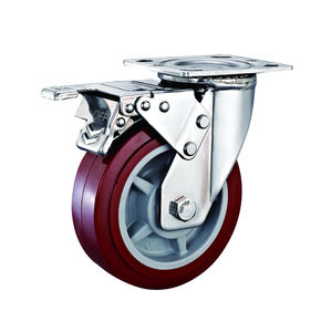 Fonte de Fábrica 260/290/340/400KG 4/5/6/8IN Heavy Duty 304 Aço Inoxidável PU Poliuretano Rodízios - Product Image 3