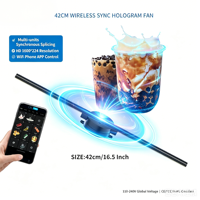 Ventilateur holographique 3D portable INM-42-45 45 cm, affichage holographique LED 3D à œil nu, télécommande, utilisation en extérieur, projecteur publicitaire