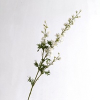 Nouvelle conception, haute qualité, fausse petite fleur artificielle en soie Delphinium Ajacis à 3 branches, violet et blanc, pour décoration de mariage et de fête