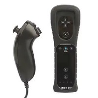 Manette de jeu Wii avec Motion Plus intégré, télécommande, Nunchuck, joystick pour N Wii Joypad avec coque en silicone et sangle
