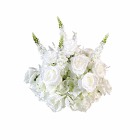 Bouquet de roses artificielles en soie blanches, fleurs artificielles au toucher réel pour la décoration de la maison, de la table à manger, des lieux de mariage, vente en gros de fleurs