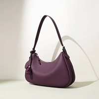Sac à main en cuir véritable avec fermeture éclair, sac croissant en polyester à porter sous le bras, design simple et original, couleur bonbon, sac portable pour femme