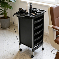 Chariot de Salon pour Coiffeur Fabricant d'Équipement d'Origine, Chariot de Rangement Noir en PP pour Barbier en Gros