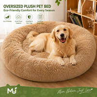 Lit pour animaux de compagnie surdimensionné en peluche apaisante avec rembourrage en coton PP épais, fausse fourrure douce, lavable, rond, pour chien et chat, pour l'hiver