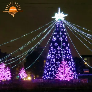 Commercial Outdoor Waterproof Big Giant Christmas Tree Animation DMX Music Light Show Led Western Lighting Christmas Tree Large