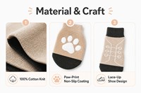 Chaussettes antidérapantes pour chien en coton, avec attaches velcro, respirantes, 4 pièces, pour petits chiens, empêchent de lécher