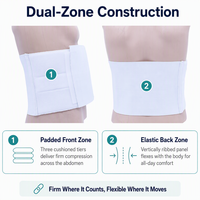 Ceinture abdominale post-chirurgicale blanche avec panneau rembourré à 3 niveaux