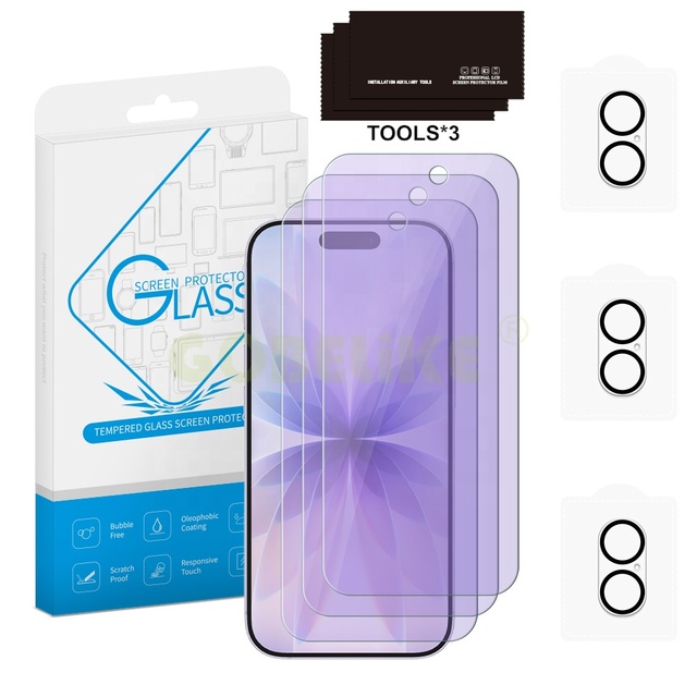 Anti-Blue Light Tempered Glass Screen Guards for iPhone 17 16 15 14 13 Samsung Galaxy S21 S22 S23 S24 S25 Ultra Screen Protector