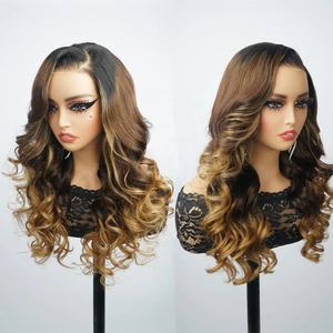 Peluca de <span class=keywords><strong>pelo</strong></span> indio crudo Color Marrón <span class=keywords><strong>castaño</strong></span> suelto rizado prearrancado línea de cabello transparente encaje frontal pelucas de cabello humano virgen - Product Image 1