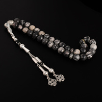 YS314 Masbaha de Alta Calidad, Regalo de Ramadán y Eid, Tasbih Islámico de Piedra Negra de 10 mm para Musulmanes