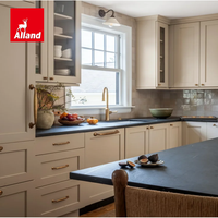 Allandcabinet Armoires de cuisine Shaker de luxe à cadre plein, en contreplaqué peint, avec portes vitrées à meneaux