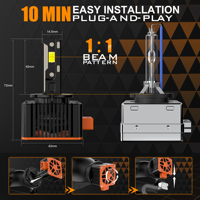 Ampoule de phare LED D3S 110W 10000LM CANBUS sans scintillement, faisceau haut et bas, remplacement pour HID