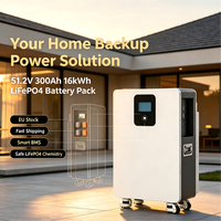 Batterie murale mobile 51,2 V 300 Ah 15 kWh 16 kWh Lifepo4, pack de batteries solaires au lithium monté au mur avec BMS 200 A