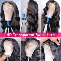 Perruque frontale en dentelle transparente 13x4 HD, cheveux humains vierges vietnamiens bruts, ondulés, pour femmes noires, vente en gros
