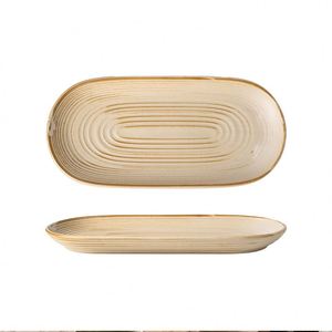 Japanese Style <b>Ceramic</b> Steak <b>Plate</b> Oval Shaped Pasta Sushi Sashimi Salad <b>Plate</b> Household Porcelain Bread Tray Snack <b>Plate</b> - Product Image 1