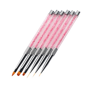 Pinceau à ongles en acrylique avec manche, poils synthétiques, pour liner, sculpture, brosses rondes, or rose, pour la peinture au gel, la décoration des ongles, outil de manucure - Product Image 1
