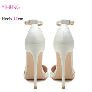 Fashion High Heels Shoes 12cm Black Nude White Matte Leather Women Wedding Shoes Ladies Stiletto Women Pumps