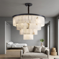 Luminaires suspendus industriels réglables en hauteur pour salon, en cuivre, avec base d'ampoule E14, marbre naturel noir, LED blanc chaud