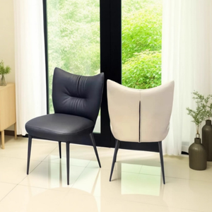 Chaise de salle <span class=keywords><strong>à</strong></span> manger en cuir PU, design italien nordique moderne, pour la maison, le bureau, l'<span class=keywords><strong>hôtel</strong></span> et la salle de bain, dossier simple, pieds en métal - Product Image 5