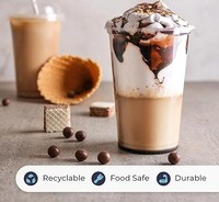 Gobelets en plastique jetables de 18 oz avec couvercles en dôme, sans BPA, anti-fuite, pour boissons froides, café glacé, bubble boba, jus