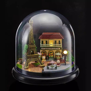 Boîte à musique DIY manuelle à manivelle, thème Tour du Monde, huit notes, en forme de dôme, cadeau créatif de luxe pour anniversaire de petit ami - Product Image 2