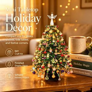 Kit DIY d'arbre de Noël perlé, mini décoration de table de 3 mm pour présentoir de bureau ou d'étagère - Product Image 1
