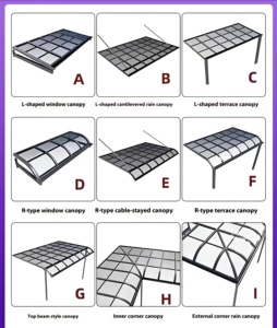 Pérgola y Gazebo Modernos de Aluminio y Acero con Techo de Policarbonato (Protección UV), Resistentes a la Intemperie, <span class=keywords><strong>Toldo</strong></span> Multifuncional, Carport - Product Image 6
