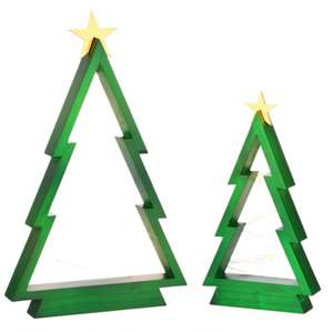 OEM <b>Light</b> <b>up</b> Wooden Christmas Tree Decor Set With LED Fairy <b>Lights</b> and Gold <b>Star</b> Tabletop Christmas Tree Decor Wholesale - Product Image 5