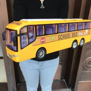 Mainan Bus Sekolah Mobil Mainan Gesekan, Set Kendaraan Tenaga Gesek Go On, Kit Bus Kota Internasional untuk Anak-anak