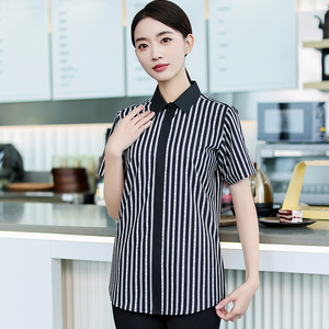 Camiseta Polo con Logotipo Personalizado para Camareros de Hotel y Restaurante, Camisas a Rayas para Camareros, Camisas de Manga Corta para Camareros - Product Image 6