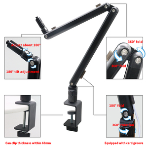 Giá đỡ micro để bàn chuyên nghiệp dành cho phòng thu với giá đỡ chơi game micro tròn và thiết kế kẹp linh hoạt - Product Image 1