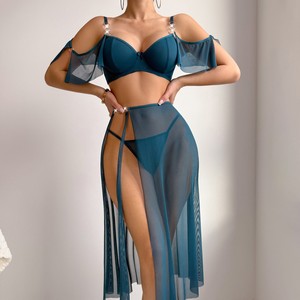 Body de lingerie sexy en résille transparente à imprimé léopard, dos nu, style licou, ajouré avec chaîne, pour la nuit de noces - Product Image 4