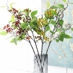 CAWELL longue tige myrtille avec boutures de feuilles paquet unique branche fruit eucalyptus plastique fruits artificiels ornements - Product Image 1