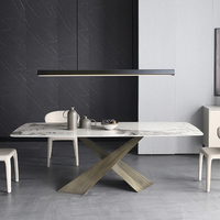 Ensemble meuble de table à manger de forme carrée, haut en marbre, mobilier de Villa, livraison gratuite