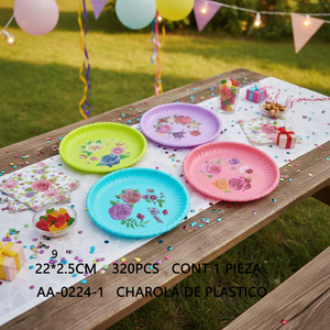 CASAMAX WL AA-0224-1 Vassoio di Servizio in Plastica Colorata da 9 Pollici con Design Floreale - Product Image 3