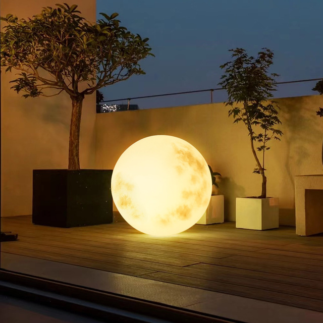 Wholesale IP65 Waterproof 3000K Warm White 360 Modern Moon Atmosphere LED Garden Light Solar Powered Globe Villa Courtyard