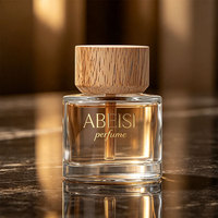 Nouveaux produits – Bouteille diffuseur en verre vide de 50 ml, forme ronde, avec bouchon à vis en bois et bâtonnets