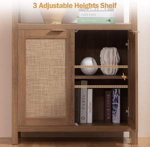 Moderna libreria a 5 livelli in Rattan Boho accenti alta in legno libreria porta di stoccaggio grandi scaffali per biblioteca casale - Product Image 6