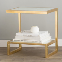 Table basse en verre doré avec miroir, design nordique, fourniture de meubles, table rectangulaire, à 2 niveaux, pour le salon, livraison gratuite