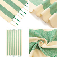 Embroidered Logo Cotton Turkish Towel Edge-Bound Tassels Yarn-Dyed Striped Pattern Quick-drying Adult Bath Beach Towel Plain