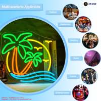 Enseigne néon LED personnalisable, durable, en acrylique, étanche et écologique, motif palmier coco, sans MOQ, pour la décoration de voitures, restaurants, hôtels et bars
