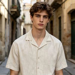 Camisa Casual de Verano para Hombre, de Lino/Algodón Transpirable de Secado Rápido, con Estampado Floral, Corte Clásico, Manga Corta - Product Image 4