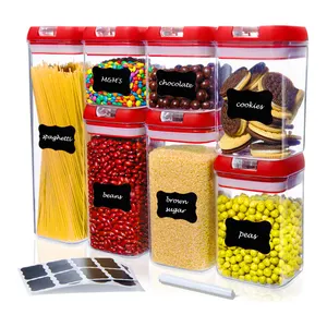 Set of 7 Most Popular Plastic Food Storage Box Red Lid with Transparent Clasp Sealed Storage of Food