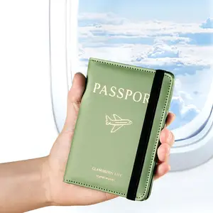 Toptan özel PU deri pasaport kapağı seyahat Rfid cüzdan pasaport tutucu