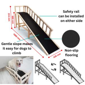 पुराने बड़े कुत्तों और बेडरूम के उपयोग के लिए मजबूत फ्रेम के साथ आधुनिक ठोस लकड़ी उच्च क्षमता पालतू रैंप - Product Image 2